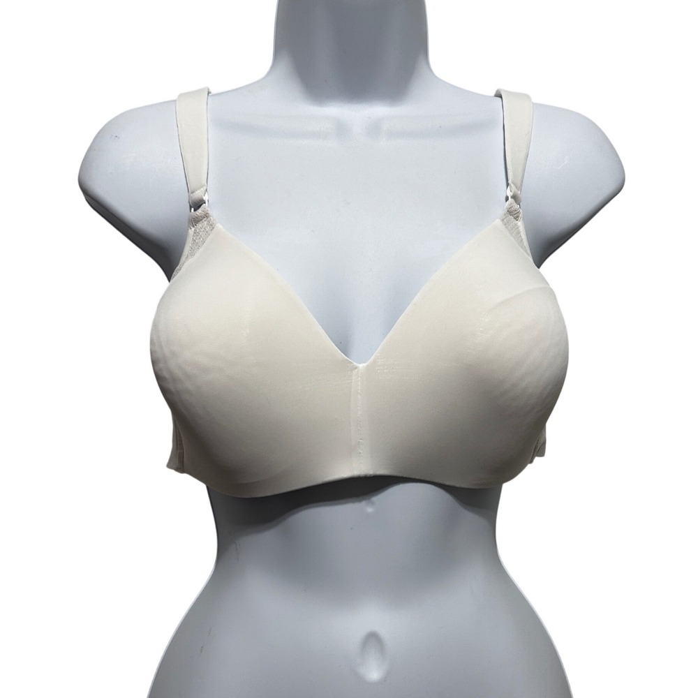 Warners Womens Wireless Bra 38C White Seamless Full Coverage Comfort T Shirt Bra